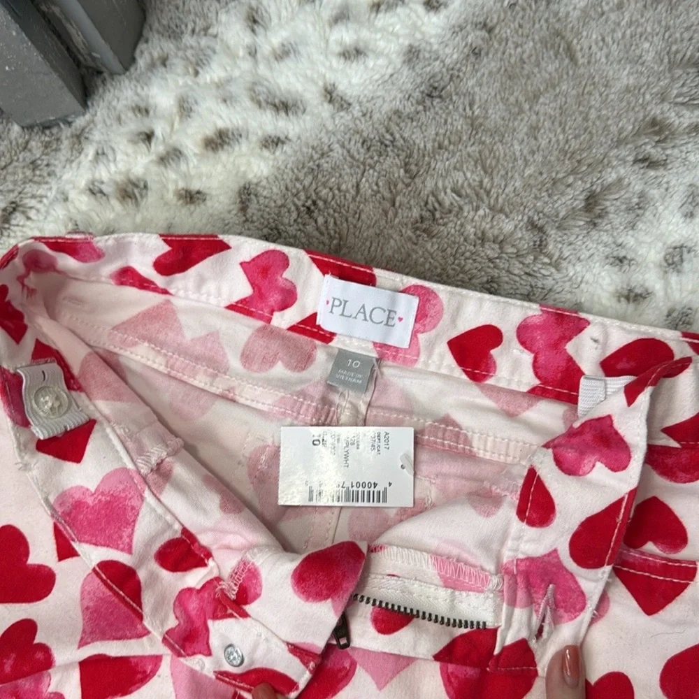 NWT! The Children’s Place jeans girls size 10 pastel hearts white denim Lovecore